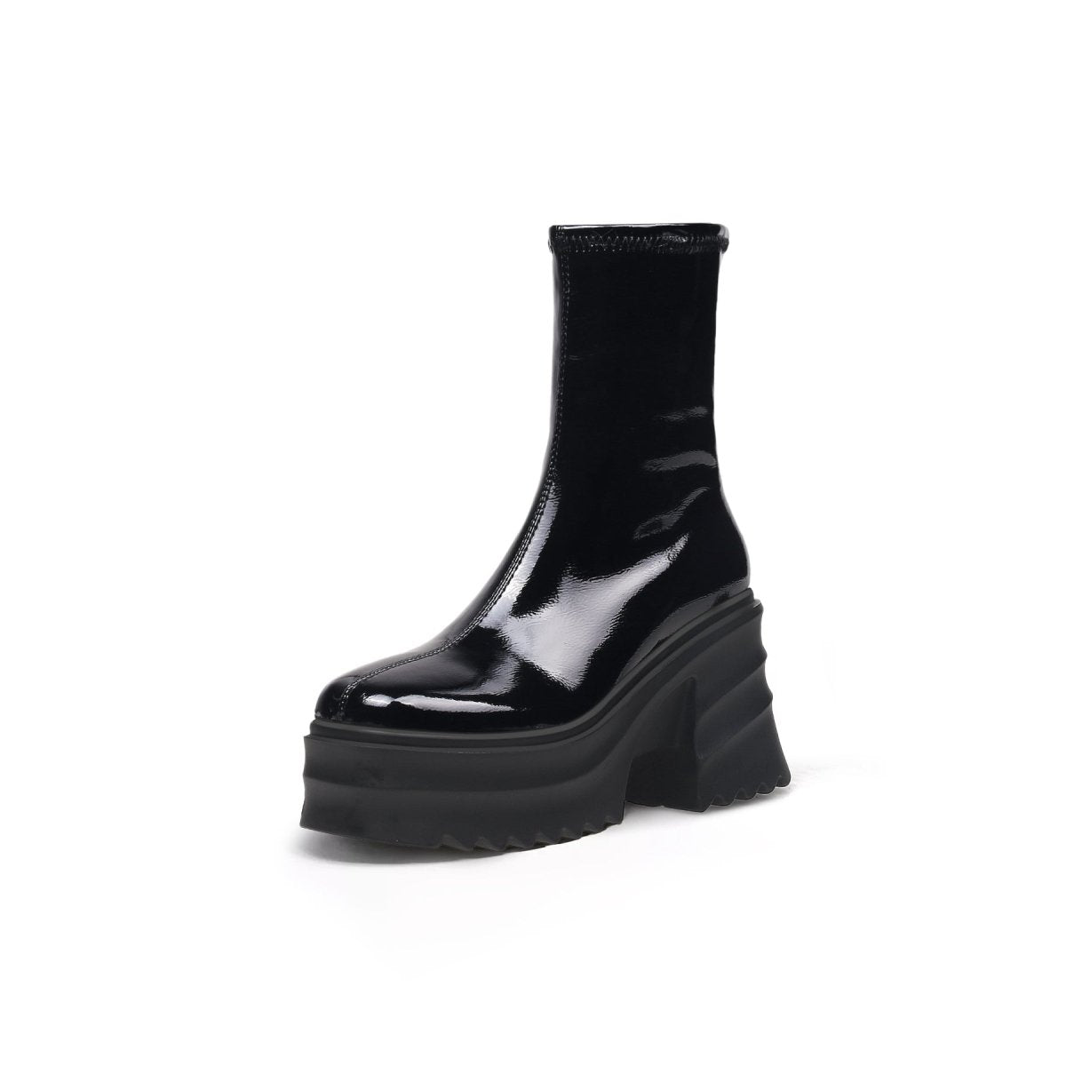 Botas Negras de Cuero con Plataforma y Forro de Piel