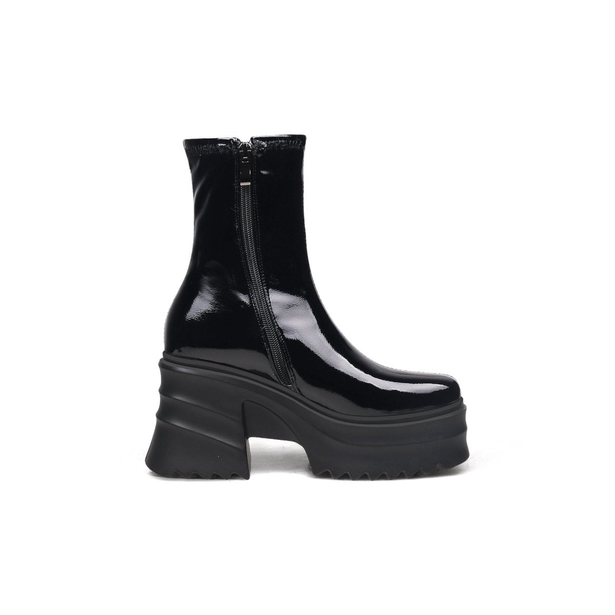 Botas Negras de Cuero con Plataforma y Forro de Piel