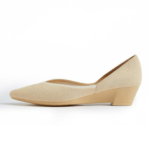 Minimalist Heart Heel Pointed Toe Knit Flats – Low Wedge Princess Shoes