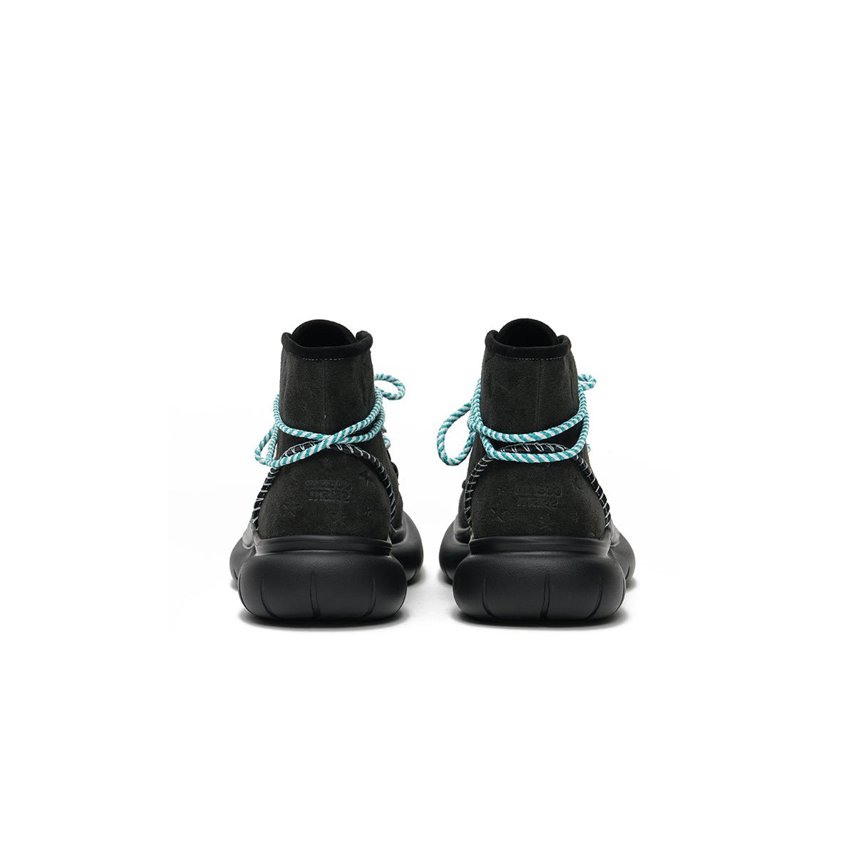Women's Star Embossed Platform Ankle Boots – Beaded Rope Lace Chunky Boots